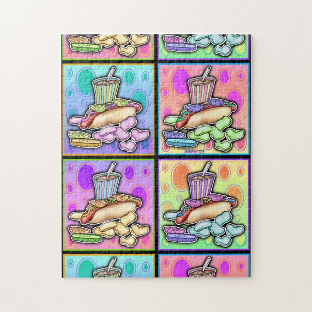 Quebra-cabeça Cachorro Quente Fast Food Pop Art Puzzle (Vertical)