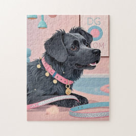 Quebra-cabeça Cachorro rosa, azul, blusa, mãe
