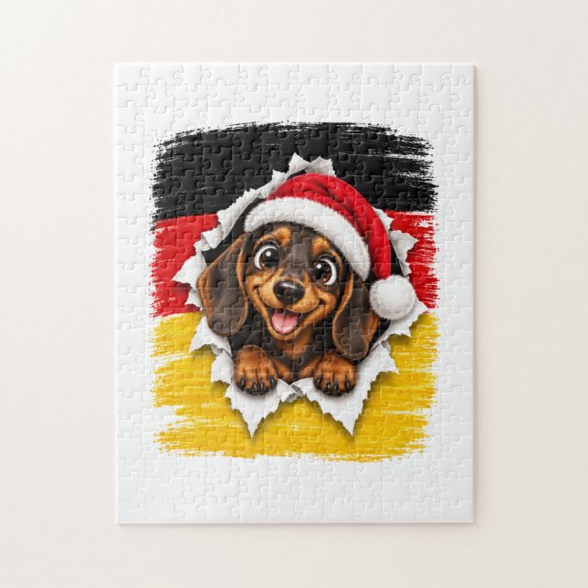 Quebra-cabeça Cachorro-salsicha de Natal alemão (Vertical)