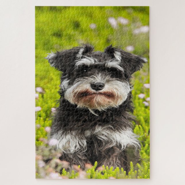 Quebra-cabeça Cachorro Schnauzer Jigsaws. (Vertical)