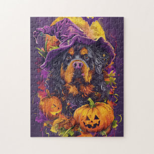 Quebra-cabeça Cachorro Spooky Tibetan Mastiff Dia das Bruxas Abó