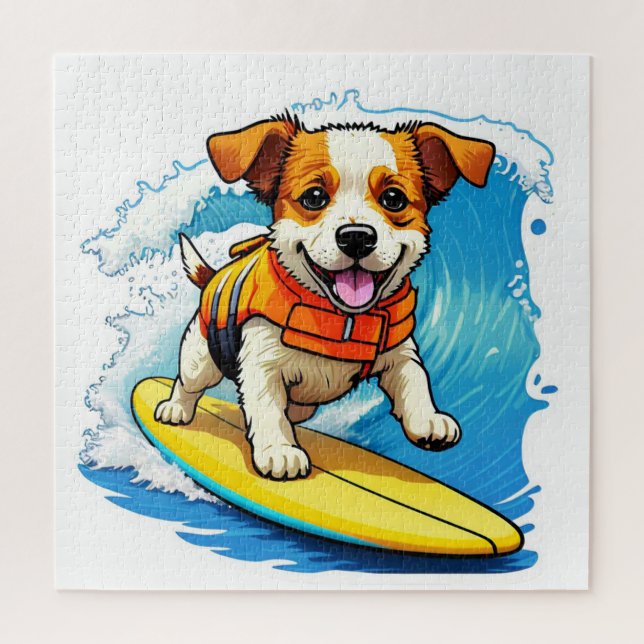 Quebra-cabeça Cachorro Surfando (Vertical)