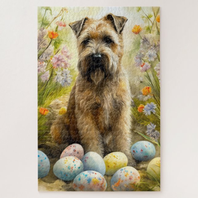 Quebra-cabeça Cachorro Wheaten Terrier Com Ovos De Páscoa Feriad (Vertical)