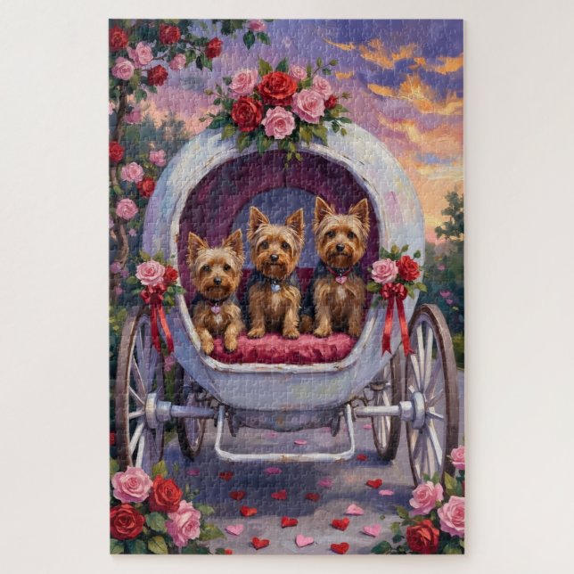 Quebra-cabeça Cachorro Yorkshire Terrier Dia dos Namorados (Vertical)