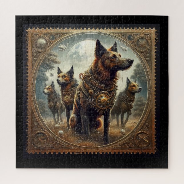 Quebra-cabeça Cachorros Steampunk Na Caça (Vertical)