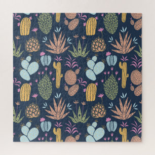 Quebra-cabeça Cactus Charm: Vintage Floral Colorida