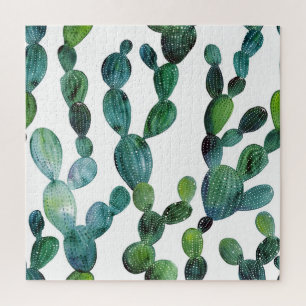 Quebra-cabeça Cactus Craze: Tendência da Aquarela Tropical