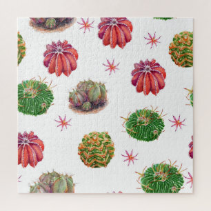 Quebra-cabeça Cactus Floral: Fundo de Aquarela