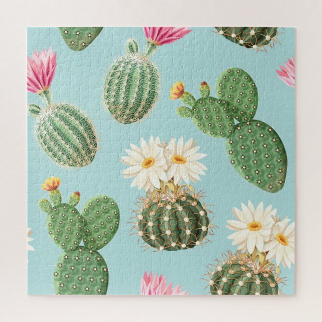 Quebra-cabeça Cactus, flores cor-de-rosa: decor leve (Vertical)