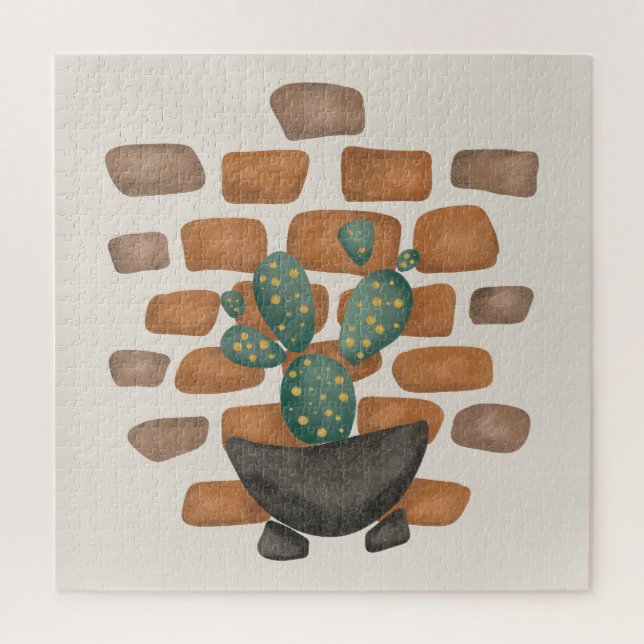 Quebra-cabeça Cactus Oasis: Decoração de Muro de tijolo inspirad (Vertical)