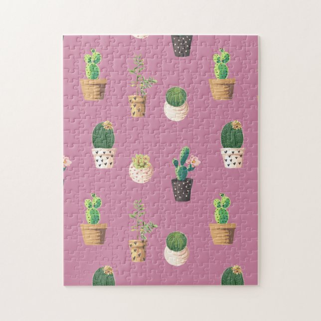 Quebra-cabeça Cactus Suculente de Dessrt Verde em Potes (Vertical)