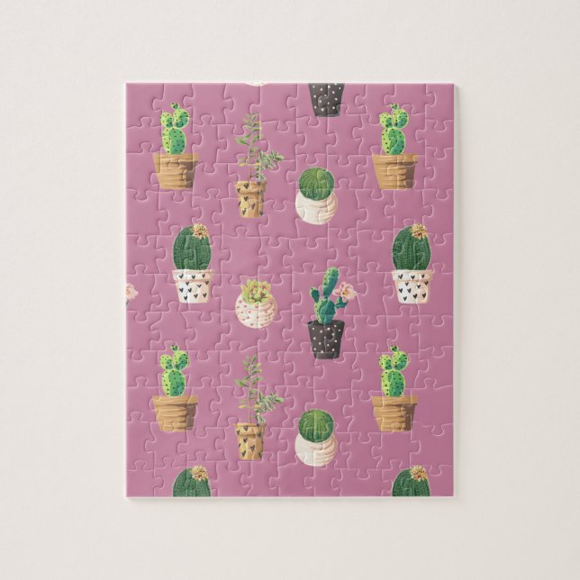 Quebra-cabeça Cactus Suculente de Dessrt Verde em Potes (Vertical)