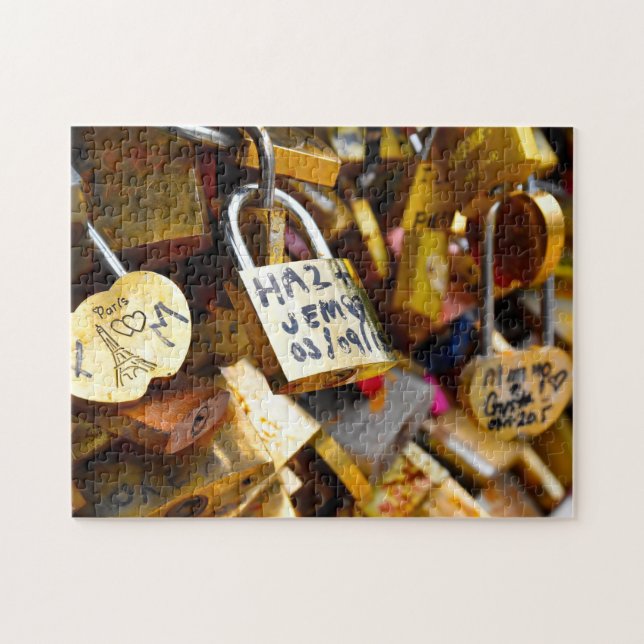Quebra-cabeça Cadeados do Amor da Ponte das Artes Paris. (Horizontal)