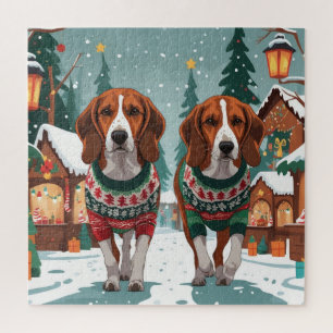 Quebra-cabeça Cães American Foxhound Natal Neve Férias