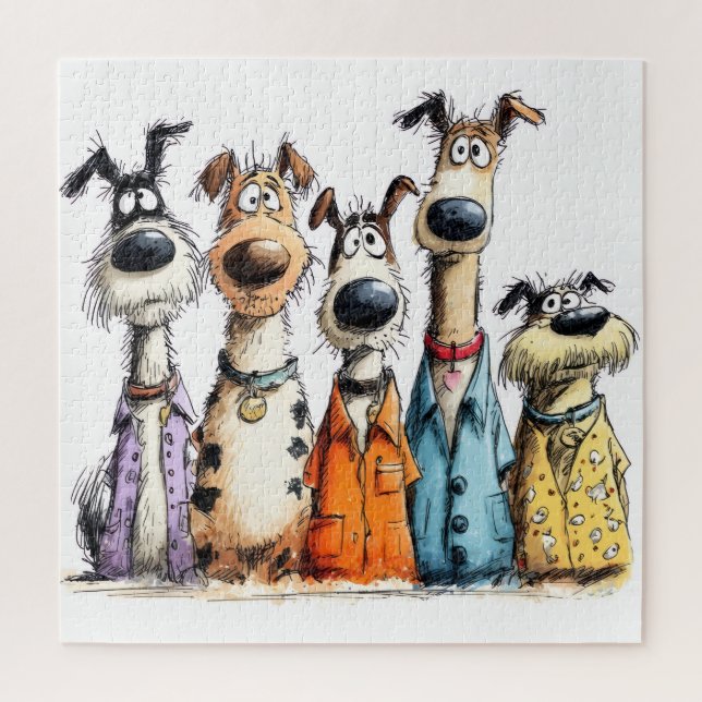 Quebra-cabeça Cães caprichosos engraçados (Vertical)