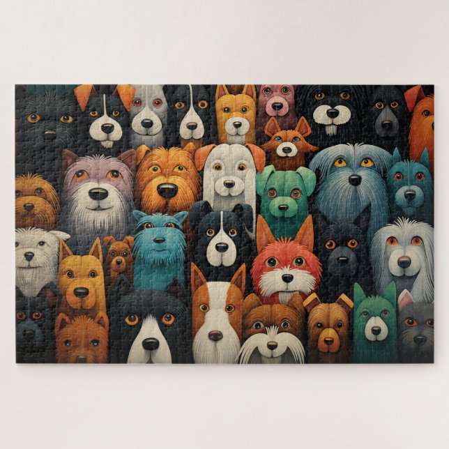 Quebra-cabeça Cães coloridos rostos (Horizontal)