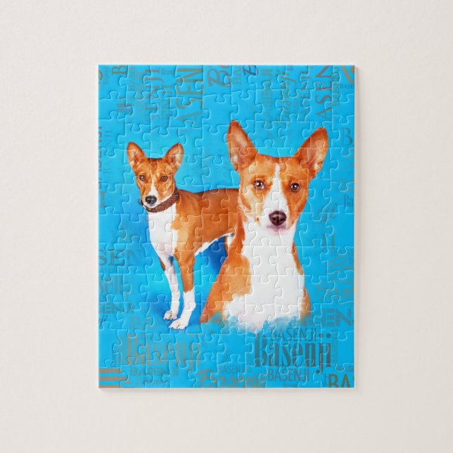 Quebra-cabeça Cães de Basenji com teste padrão da nuvem da (Vertical)