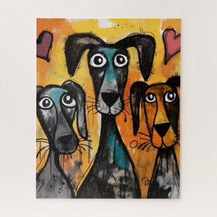 Quebra-cabeça Cães de Puzzles Corações Vermelhos Feliz Dia dos N