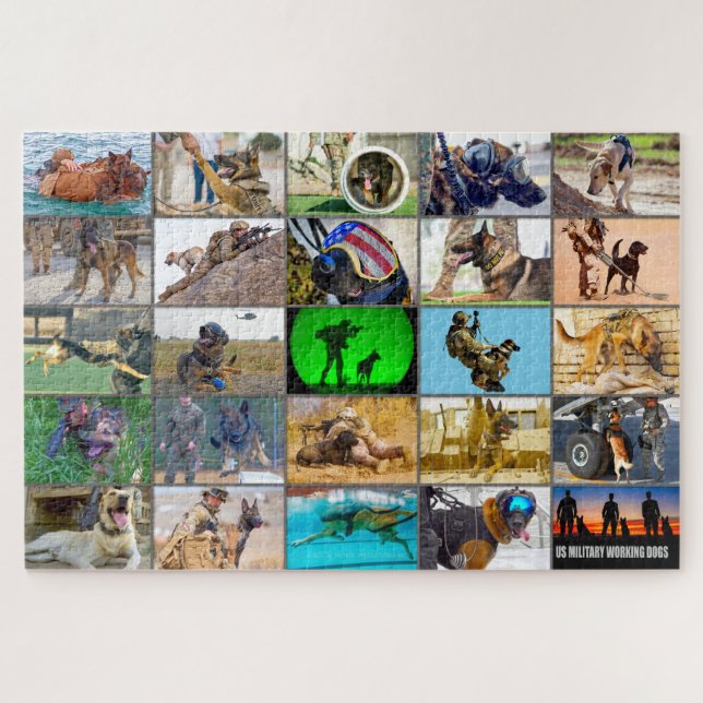 QUEBRA-CABEÇA CÃES DE TRABALHO MILITARES DOS EUA "MONTAGE" (Horizontal)
