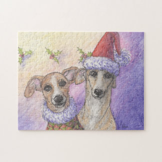 Quebra-cabeça Cães do galgo que enviam desejos do Natal