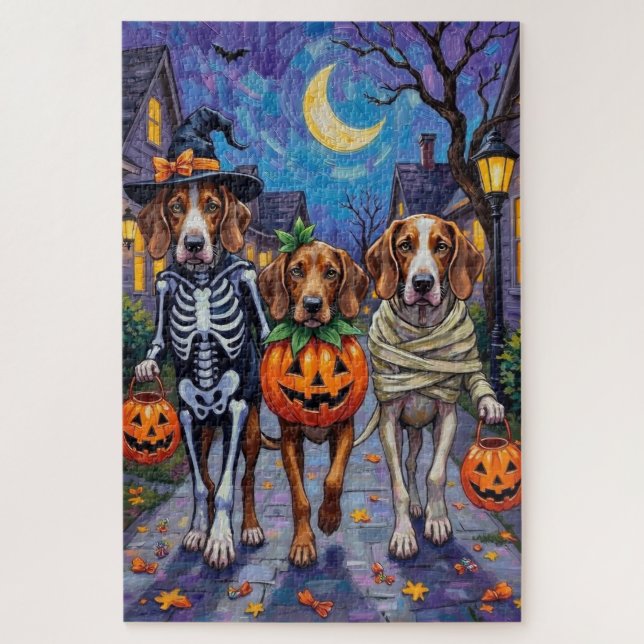 Quebra-cabeça Cães English Foxhound fazendo doces ou travessuras (Vertical)