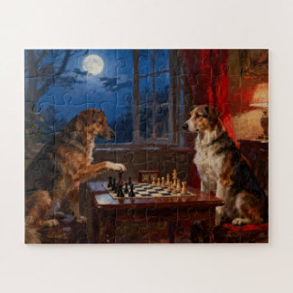 Quebra-cabeça Cães Engraçados Jogando Xadrez Presente para Amant