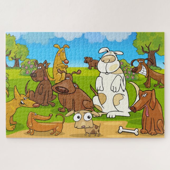 Quebra-cabeça Cães Engraçados no Parque Puzzle (Horizontal)