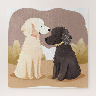 Quebra-cabeça Cães Fofos Cartão de Pintura em Aquarela de Anim