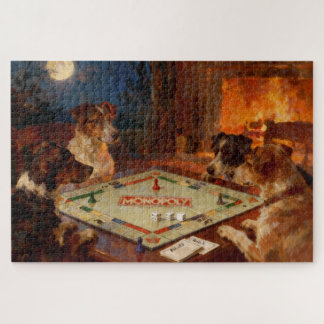 Quebra-cabeça Cães fofos e engraçados jogando um jogo de tabulei