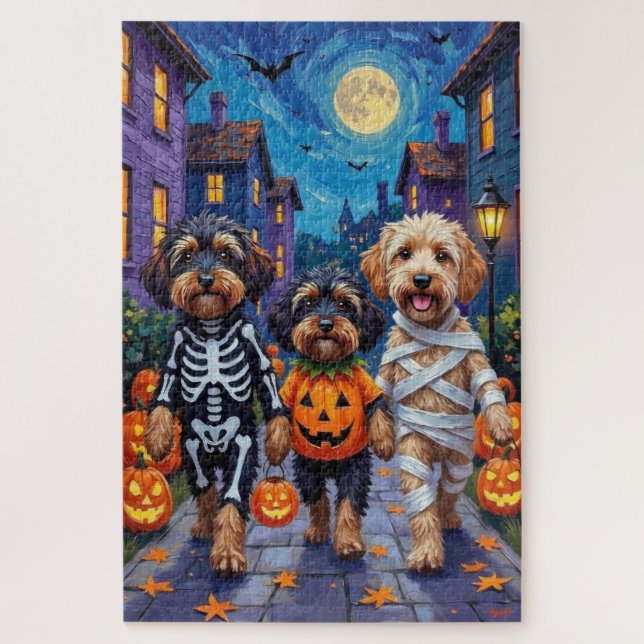 Quebra-cabeça Cães Havanese Fantasias de Halloween Trick-or-Trea (Vertical)