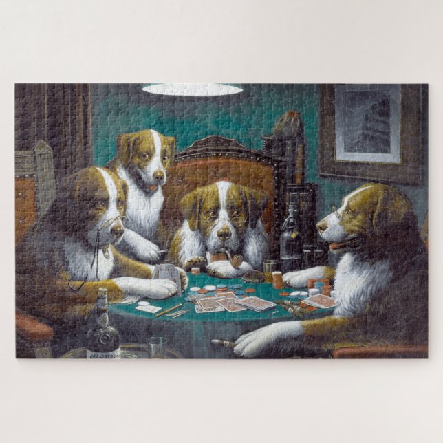 Quebra-cabeça Cães Jogando Poker Cassius Marcellus Coolidge 1894 (Horizontal)