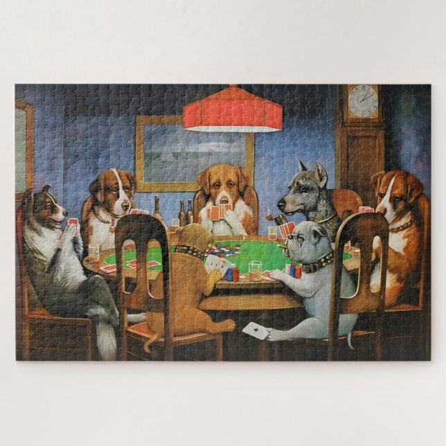 Quebra-cabeça Cães Jogando Poker de Cassius Marcellus Coolidge (Horizontal)