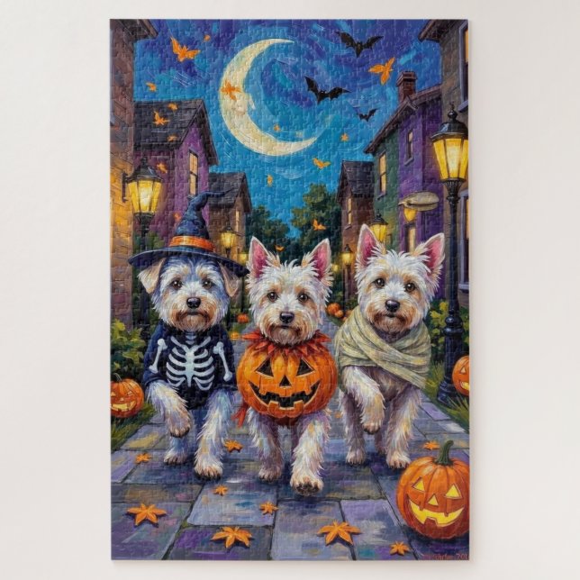 Quebra-cabeça Cães Malteses Fantasiando Fantasias de Halloween (Vertical)