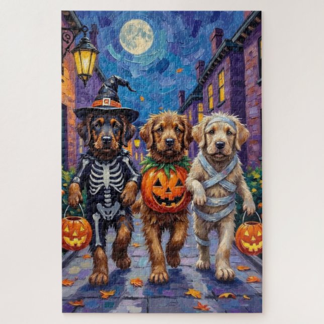 Quebra-cabeça Cães Mastim Tibetano em Fantasias de Halloween (Vertical)