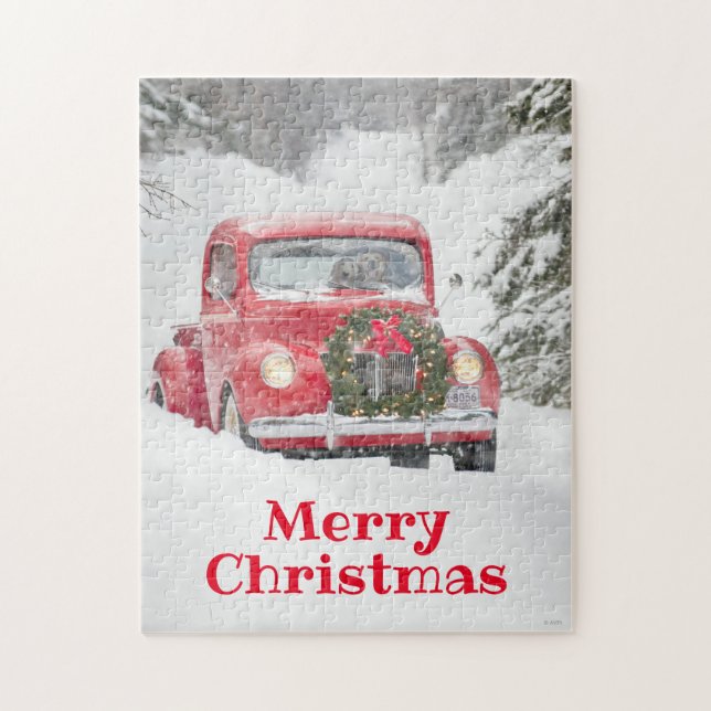 Quebra-cabeça Cães num Caminhão (Vertical)