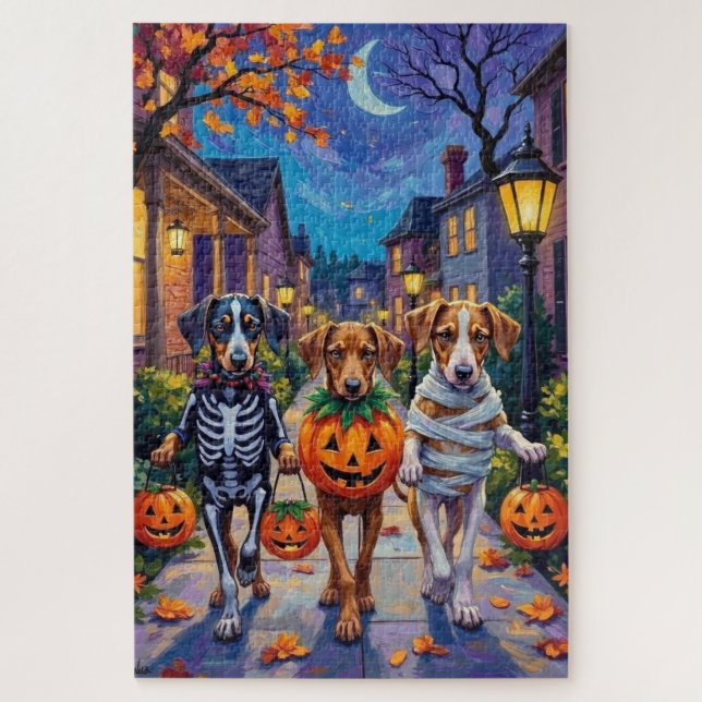 Quebra-cabeça Cães Silken Windhound em Fantasias de Halloween (Vertical)