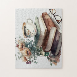 Quebra-cabeça Café Boho Floral Verde Castanho