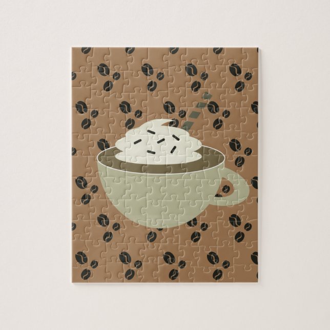 Quebra-cabeça Café com Amor Cappuccino Grão de Café Xícara (Vertical)