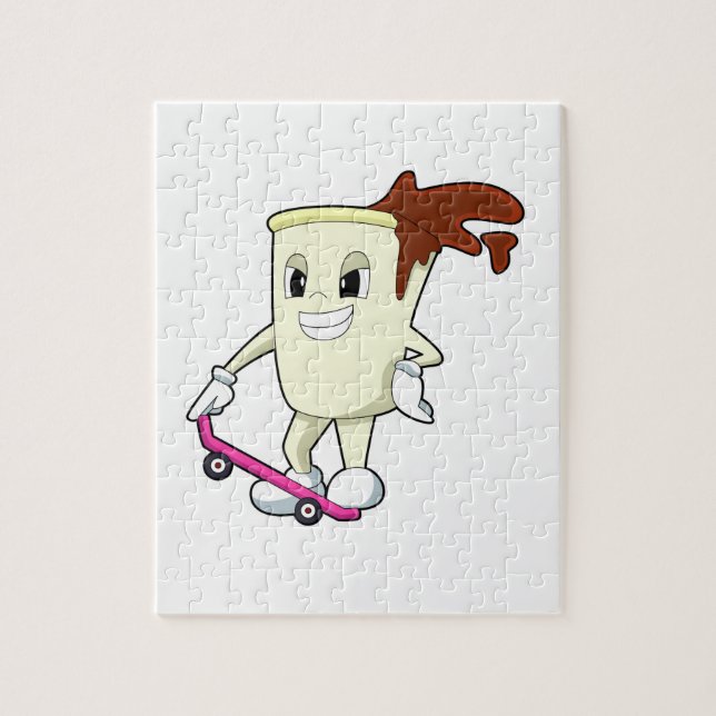 Quebra-cabeça Café como skater com skate (Vertical)