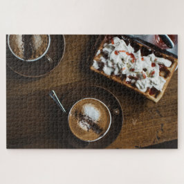 Quebra-cabeça Café e café da manhã em Waffle na cama