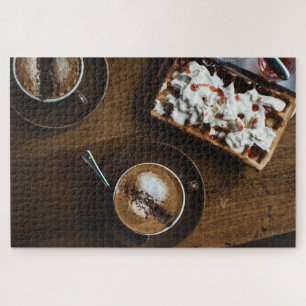 Quebra-cabeça Café e café da manhã em Waffle na cama