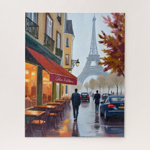 Quebra-cabeça Café Francês Paris Torre Eiffel Aquarela
