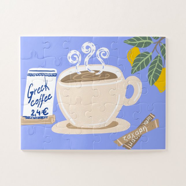 Quebra-cabeça Café Grego & Ramo de Limão Cartaz Mediterrâneo (Horizontal)