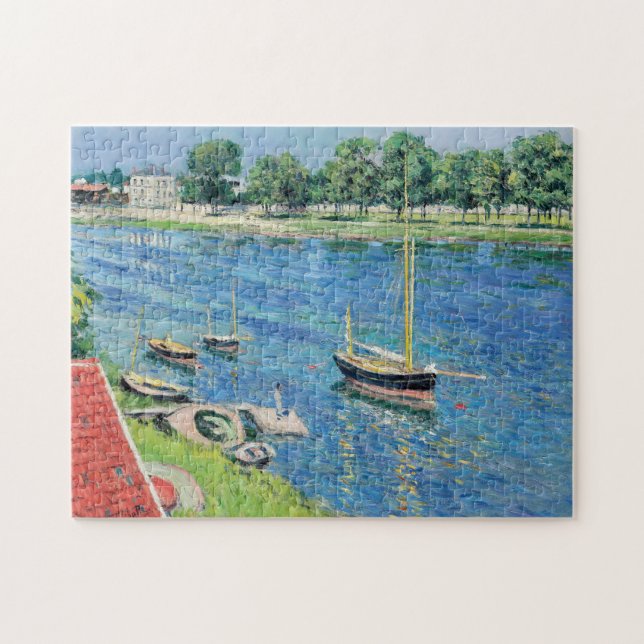 Quebra-cabeça Caillebotte - Seine em Argenteuil, Barcos ancorado (Horizontal)