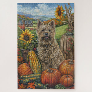 Quebra-cabeça Cairn Terrier Cão Colheita de Outono Dia de Ação d