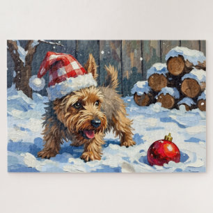 Quebra-cabeça Cairn Terrier Espirituoso Cavando no Natal T