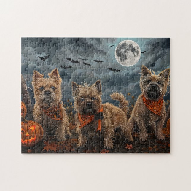 Quebra-cabeça Cairn Terrier Halloween Assustador (Horizontal)