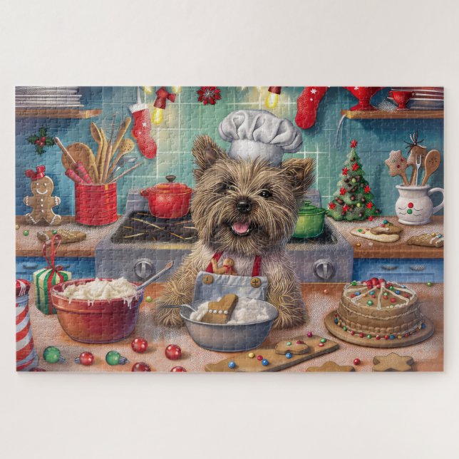 Quebra-cabeça Cairn Terrier Holiday Baking: Natal Festivo (Horizontal)