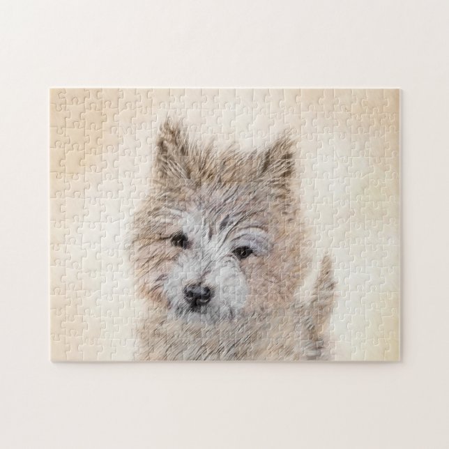 Quebra-cabeça Cairn Terrier Puppy Painting - Arte Original De Cã (Horizontal)
