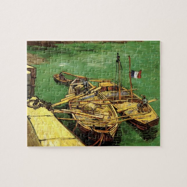 Quebra-cabeça Cais Van Gogh com Homens Descarregando Barcaças de (Horizontal)